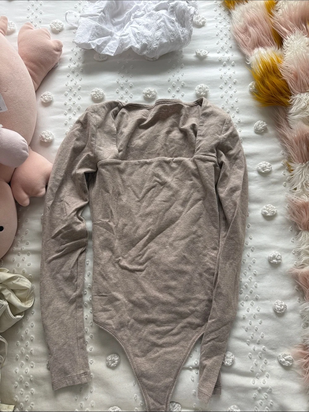 Abercrombie Long Sleeve Bodysuit Top - Taupe